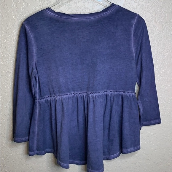 Curved Hem High Low Baby Doll Crew Neck Top - Picture 5 of 5